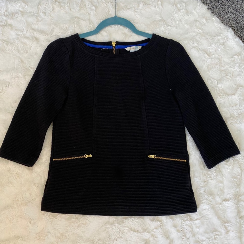 Boden Black Knit Zipper Top Size US 4